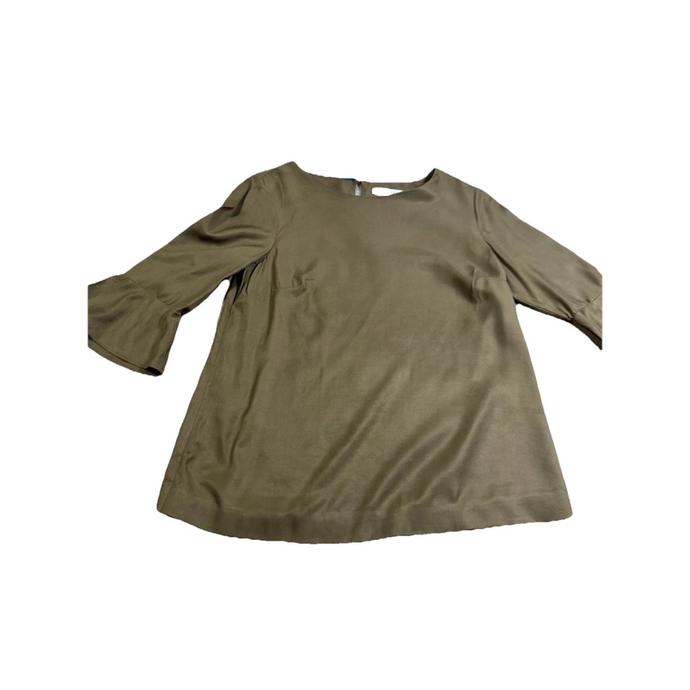 Boden Womens Silk Blend Top Size 8 3/4‎ sleeve Brown Dressy Lightweight